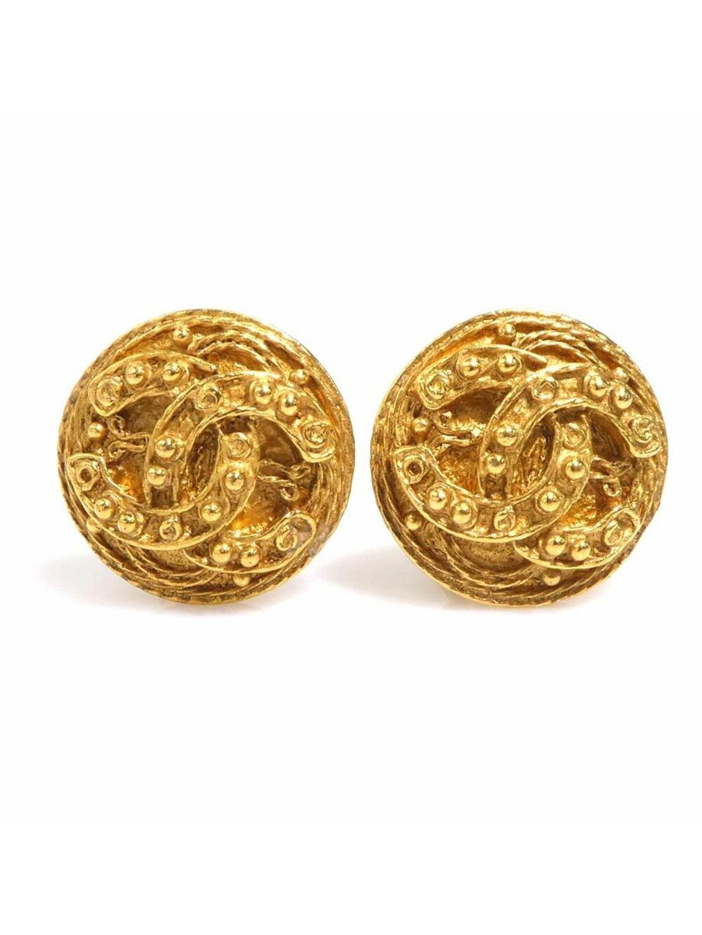 Chanel Cc Logo Clip-On Earrings Gold- #229224C71B